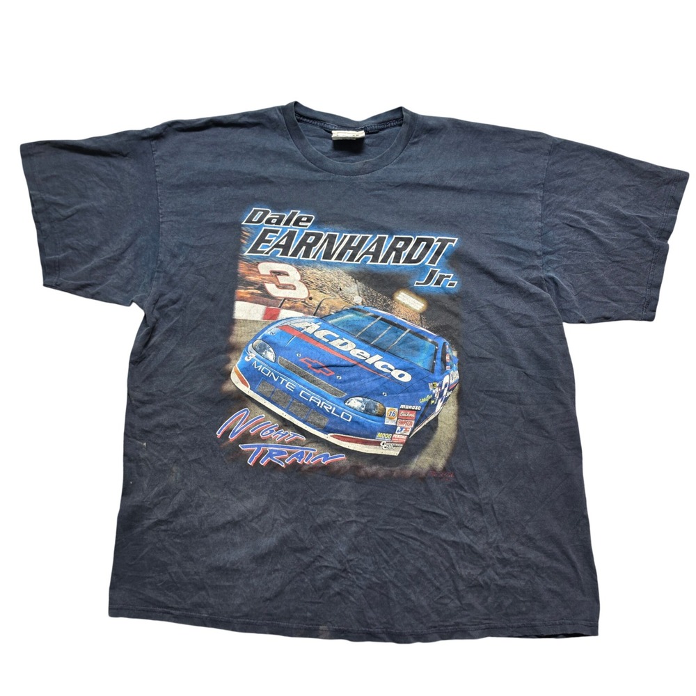VINTAGE Dale Earnhardt Jr T-Shirt Mens 2X Navy Good Night Train NASCAR